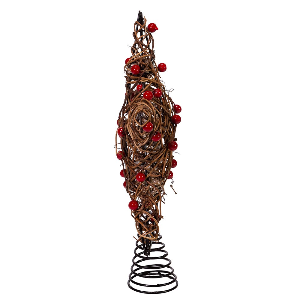 Kurt Adler 12-Inch Natural Brown Star Treetop with Berries